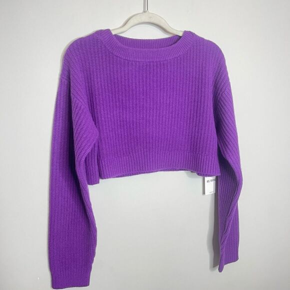 RE/DONE Cropped ribbed wool sweater Purple NWT - Picture 9 of 11